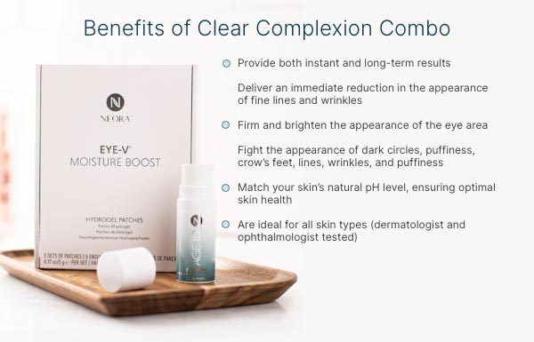 Infographic of the benefits of using the Clear Complexion Combo.